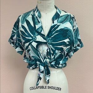 Tropical Leaf Print Blouse